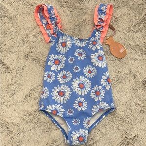 Floral Blue Kids Swim One Piece